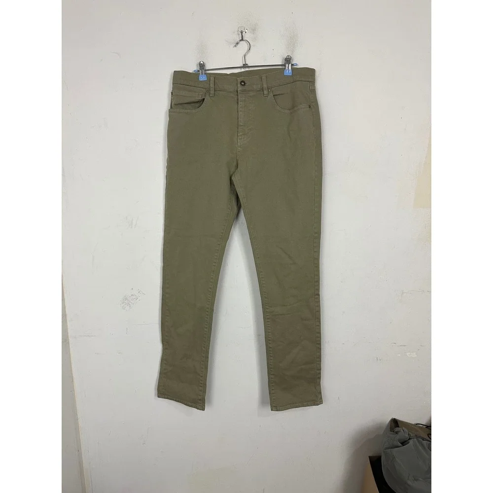 Brooks Brothers Red Fleece Mens Olive Green Slim Denim Pants 34x34 Stretch